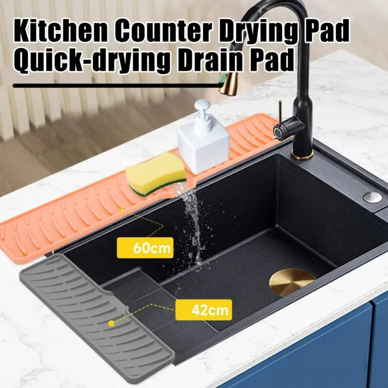 Kitchen Sink Drain Mat Silicone Drying Pad Anti-Slip Drainage Protector