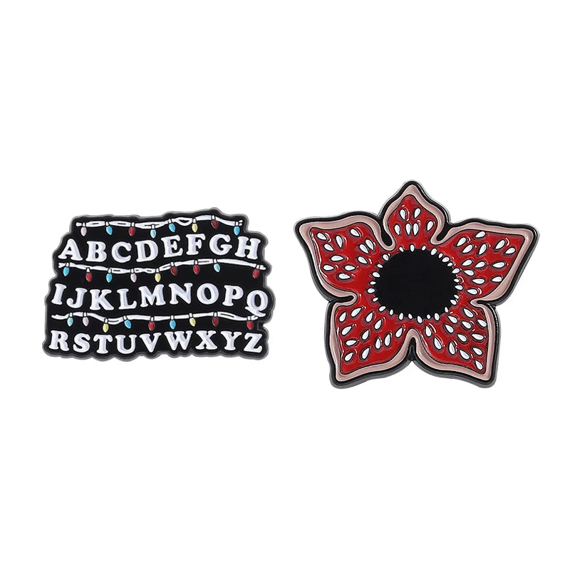 Sci-Fi Horror Enamel Pin Set - Spooky Flower Monster Halloween Brooches Jewelry Gift