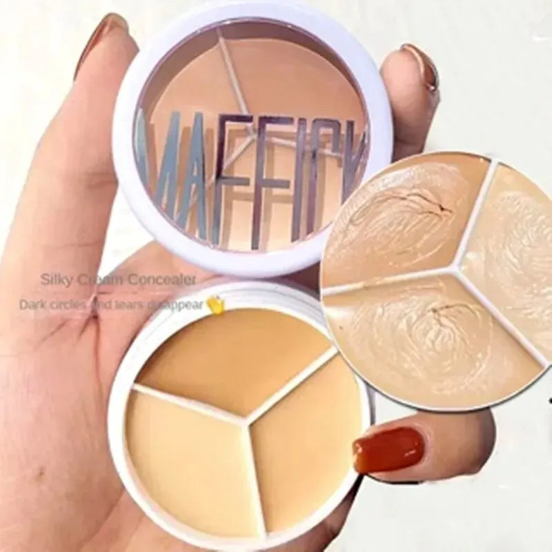 3-Color Concealer Palette for Dark Circles Blemishes Face Makeup