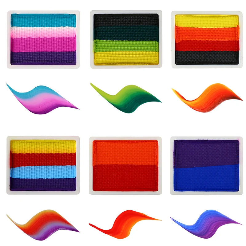 Neon Rainbow Water-Based Face & Body Paint Split Cakes - 10g Set