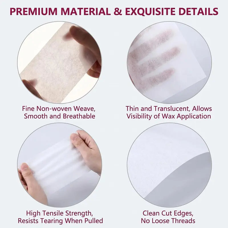 Hair Removal Wax Strips Pack - Nonwoven Pre-Cut Depilatory Paper for Legs Arms & Body