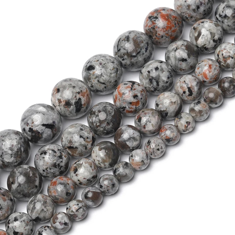 Natural Flame Yooperlite Bead Set for Jewelry Making - Loose Round Spacer Stones