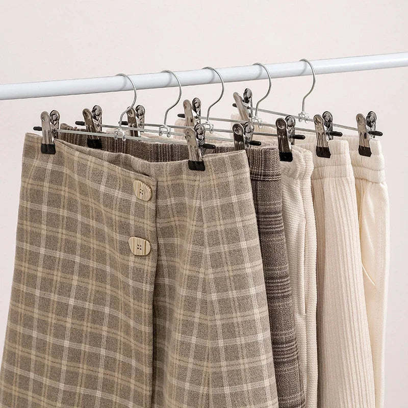 5pcs Metal Clothes Hangers Anti-Slip Windproof Skirt Pants Wardrobe Support