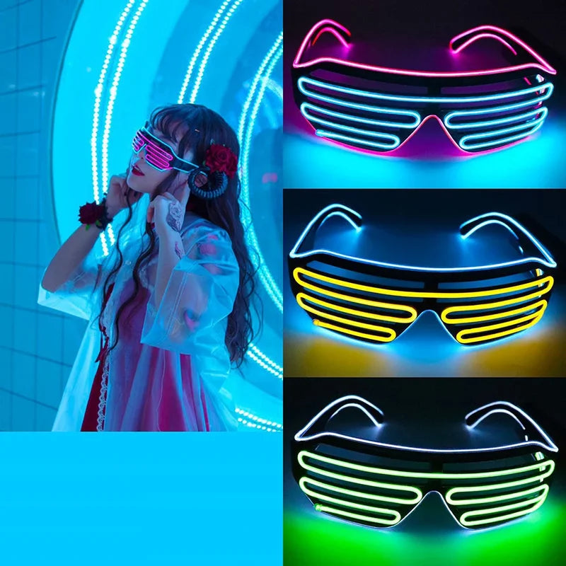 Wireless LED Glow-in-the-Dark Glasses for Parties Halloween Christmas Carnival