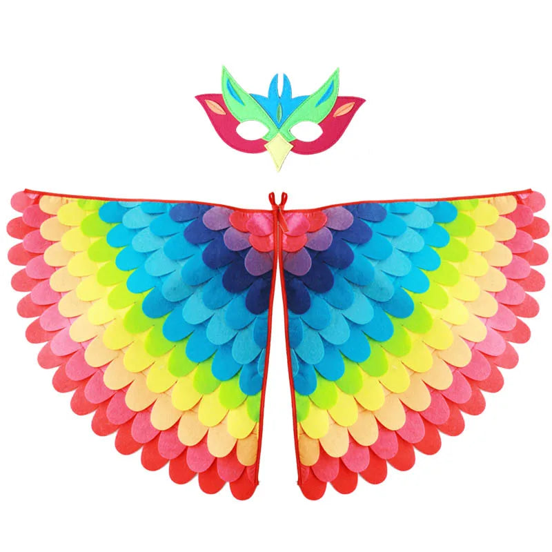 Kids Bird Costume Felt Wings with Mask for Halloween & Cosplay - Adjustable Size