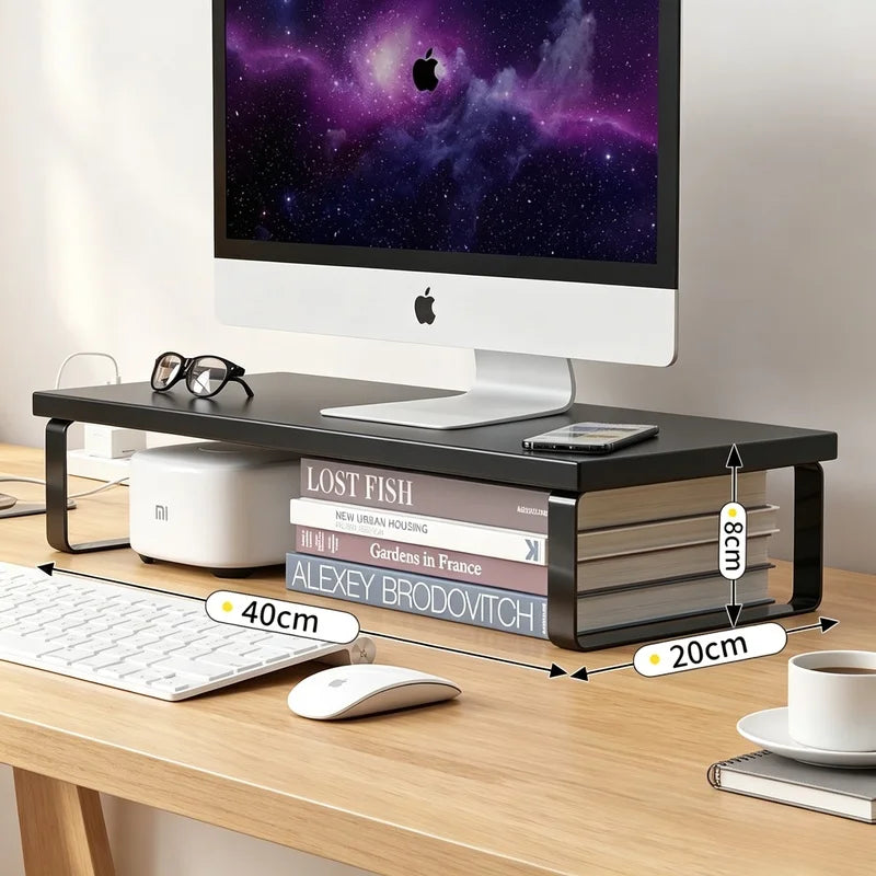 Adjustable Computer Monitor Stand Elevated Desk Storage Rack Home Office Organizer