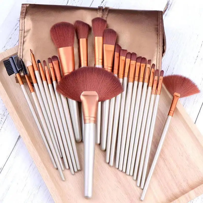 24Pcs Makeup Brush Set - Professional Synthetic Hair Cosmetic Tools for Face & Eyes