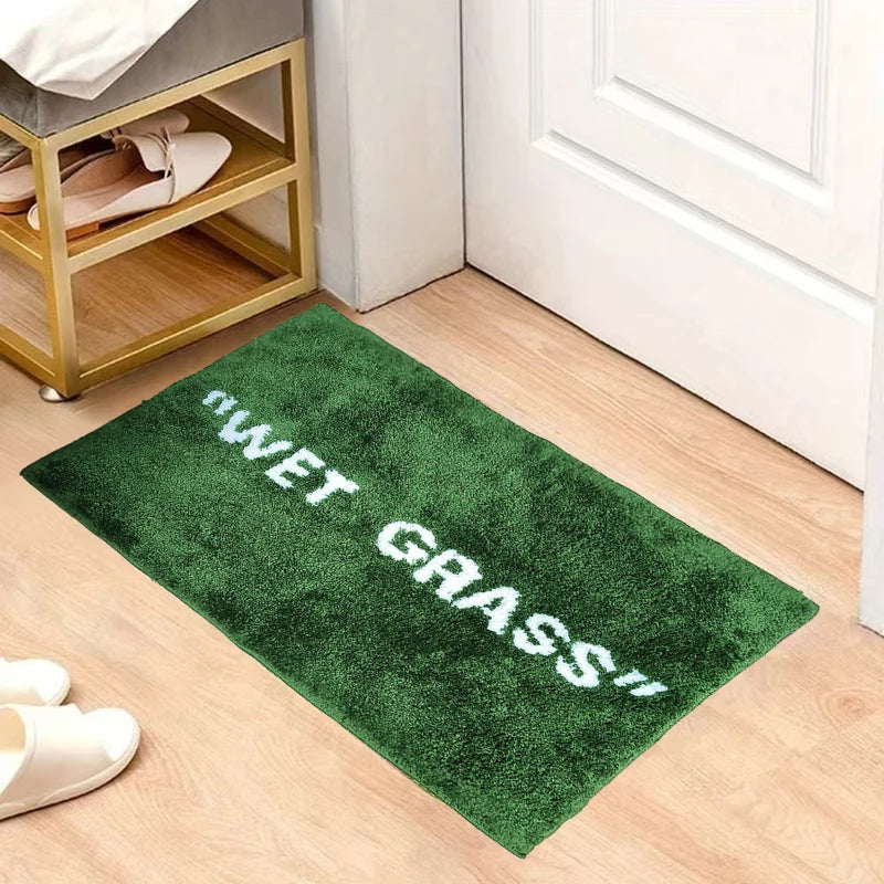 Green Grass Doormat 50x80cm Fluffy Plush Floor Rug for Lounge Bedroom
