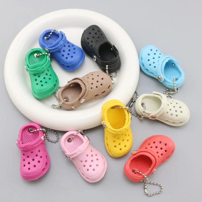 Mini EVA Shoe Charms Keychain Set - Colorful Croc Shoe Pendants for DIY Accessories