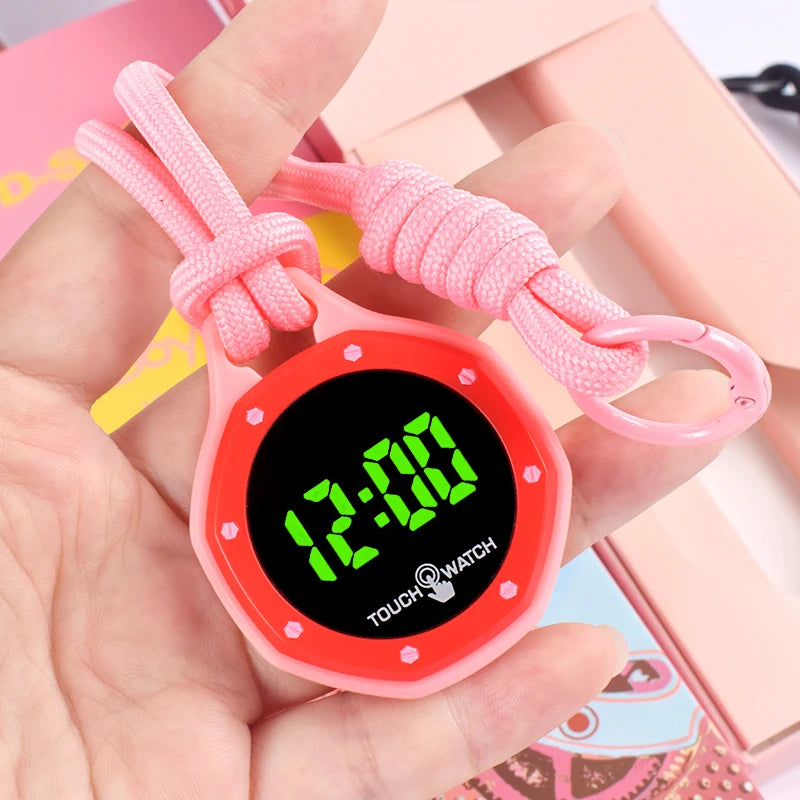 Digital Hanging Watch with Braided Rope Lanyard - Portable LED Pendant Clock