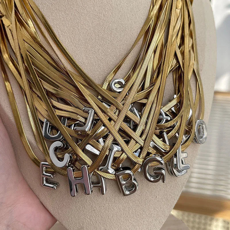 Simple Stainless Steel Letter Necklace for Women - Luxury Waterproof DIY Jewelry