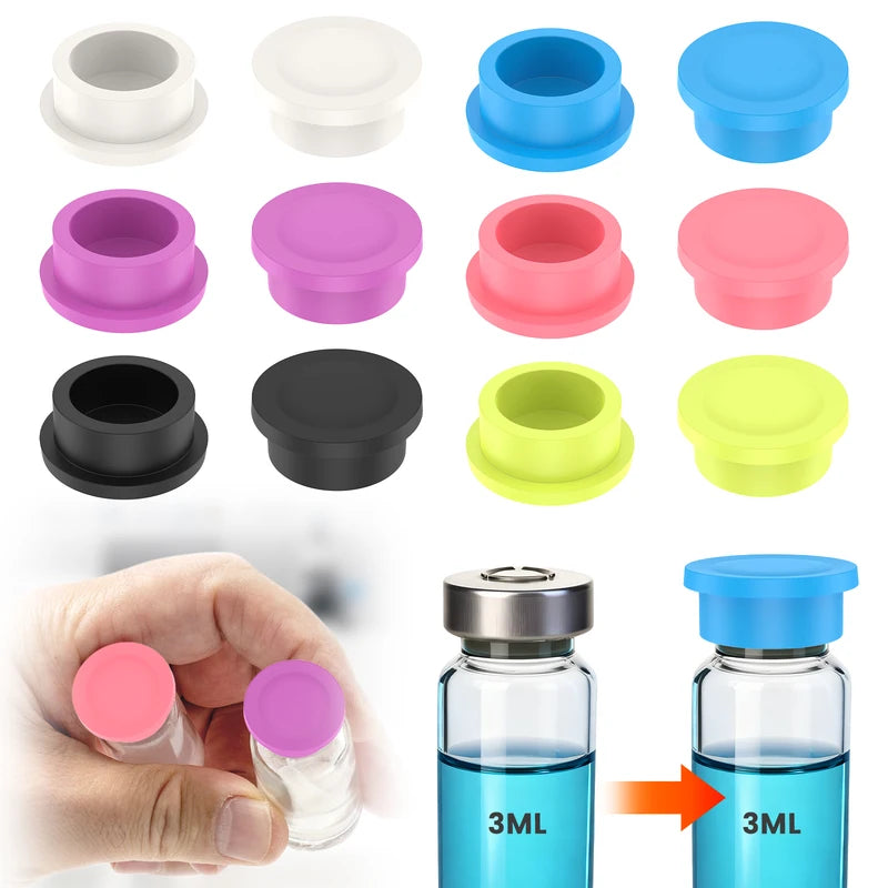 3ml Glass Vial Caps Leakproof Reusable Silicone Protective Covers for Insulin & Samples