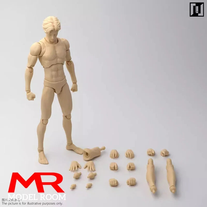 1/12 Scale Action Figure Model Kit - Male Lean Thin Joint Body, Super Flexible, 16.2cm, White & Black Variants