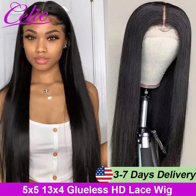 Human Hair Lace Front Wigs for Women 5x5 & 13x4 HD Transparent Lace - Natural, Pre Plucked, Full & Lustrous 22in