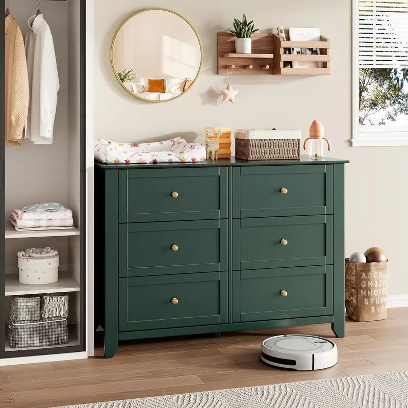 6-Drawer Tall Storage Cabinet, Space-Saving Modern Chest for Bedroom or Closet