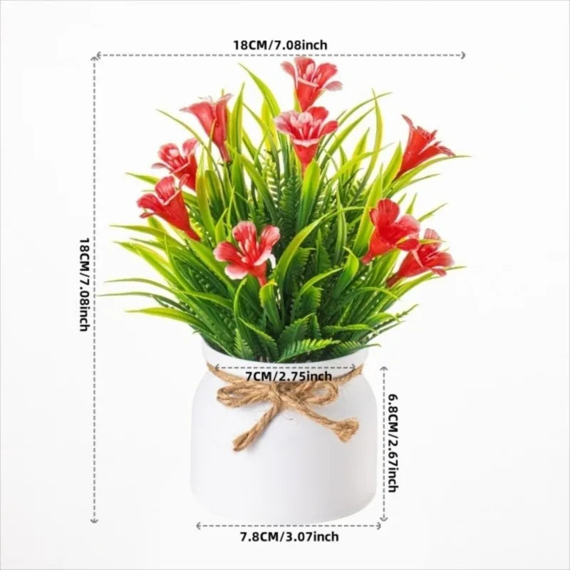 Artificial Potted Flower Bonsai Tree - Faux Plant Decor for Home & Office