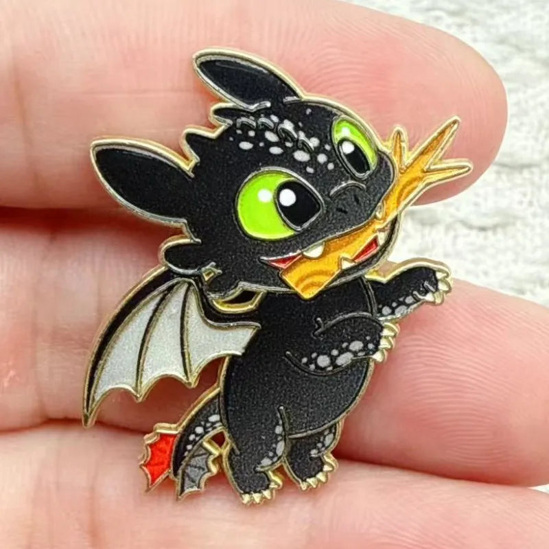 4-Pack Cute Cartoon Black Dragon Enamel Pins for Jackets Backpacks & Clothing