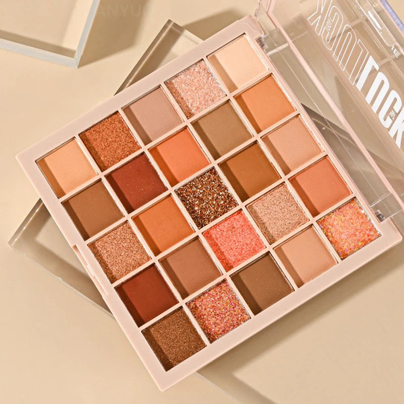 25-Color Professional Eyeshadow Palette Long Lasting & Glitter Eye Makeup
