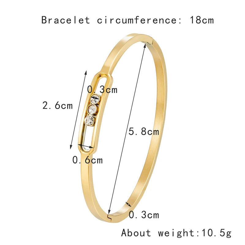 Elegant Stainless Steel Zircon Bangle for Women Wedding Gift Jewelry
