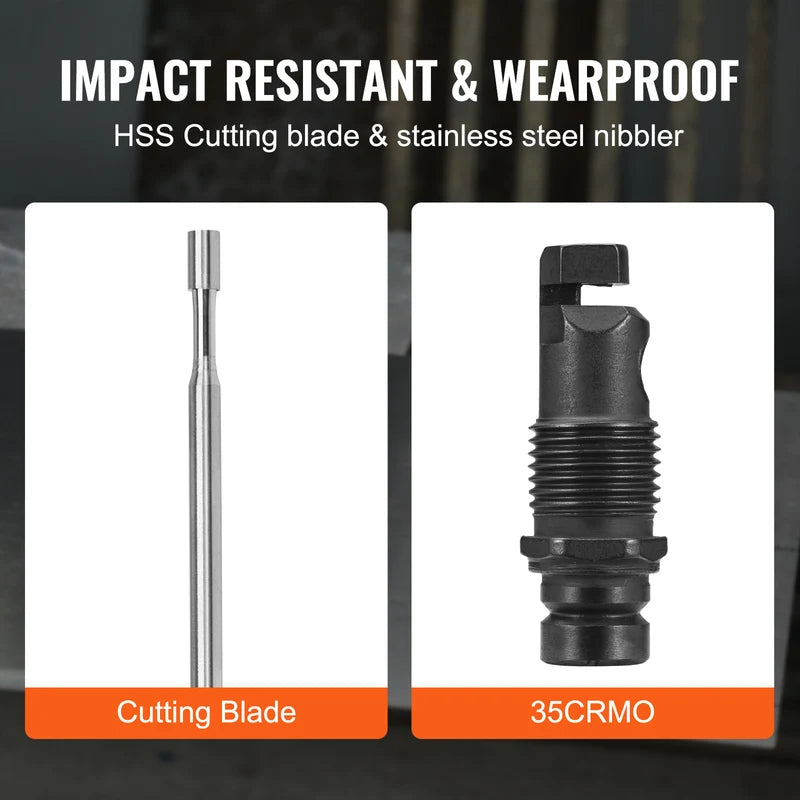Double Head Metal Nibbler Cutter for Drills - 360° Rotating, Up to 1.6mm Thickness