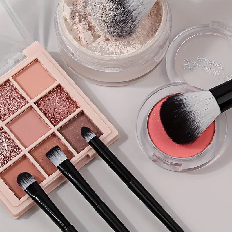 13-Piece Makeup Brush Set with Soft Fluffy Bristles - Includes Eye Shadow, Foundation, Blush & Concealer Brushes