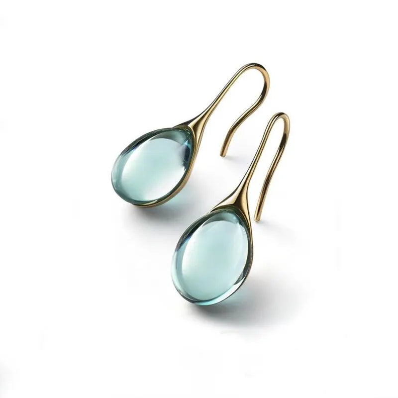 2 Pcs Colorful Faux Cat's Eye Earrings Gold & Multi-Color Fashion Jewelry