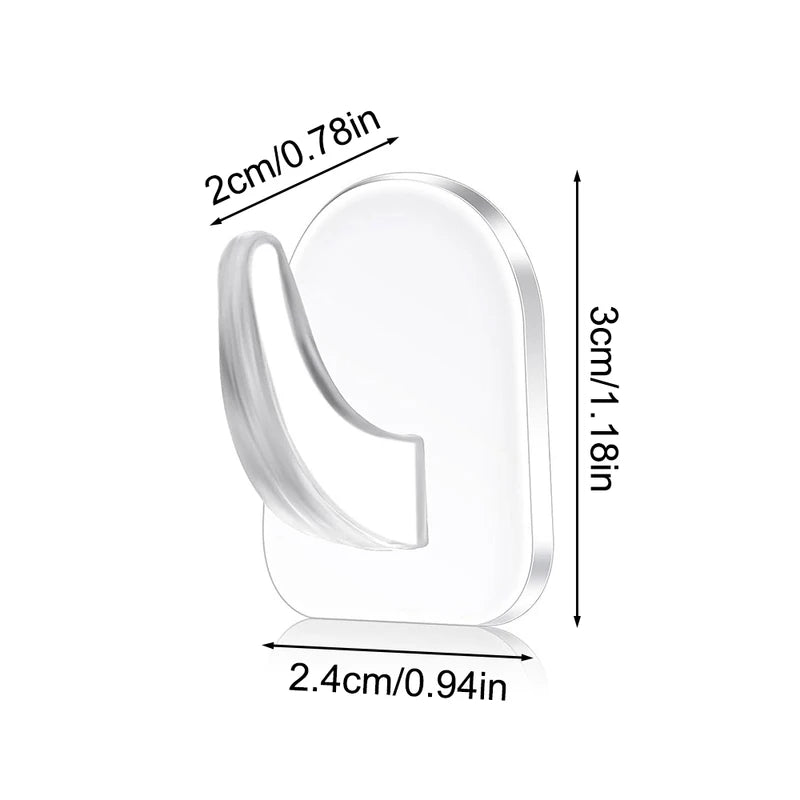 Acrylic Adhesive Transparent Hooks Set - Strong Plastic Bathroom Non-Punching Wall Hooks