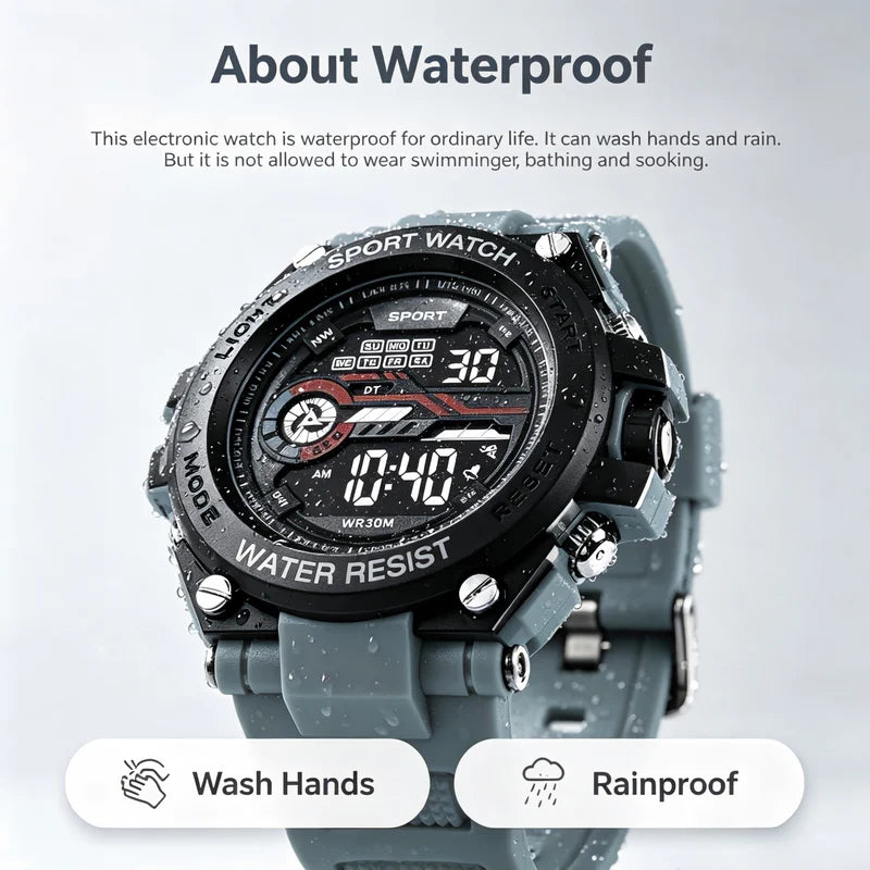 Men's Digital Sports Watch Waterproof LED Multifunctional Military Watch