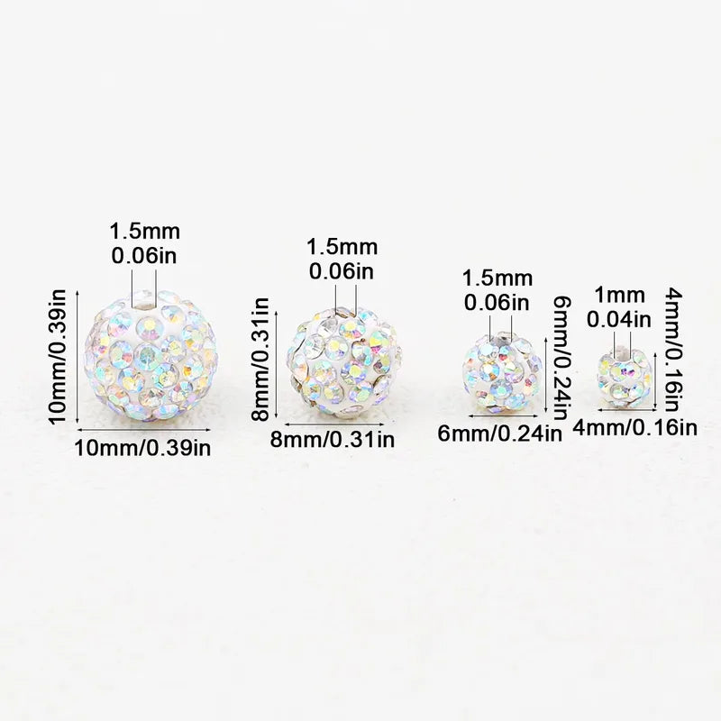 White AB Beads for Jewelry Making 4-10mm Handmade Bead Strings DIY Bracelets