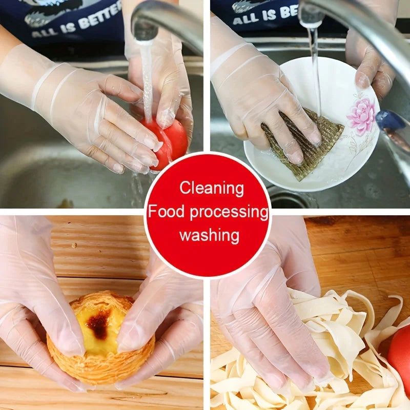 Disposable TPE Gloves Powder-Free Latex-Free Kitchen & Bathroom Cleaning (All Sizes)