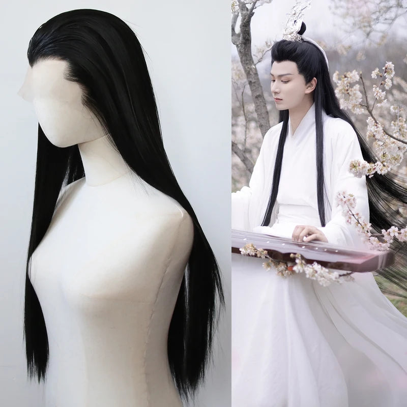 Ancient Style Cosplay Hairline Wig for Hanfu Long Straight Synthetic Lace Front