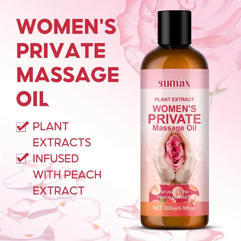 Private Peach Scent Massage Oil for Women, Long-Lasting Fragrance & Deep Moisturization