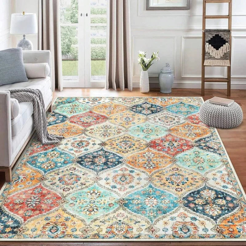 Bohemian Moroccan Style Area Rug Non-Slip Soft Carpet for Living Room Bedroom Home Decor