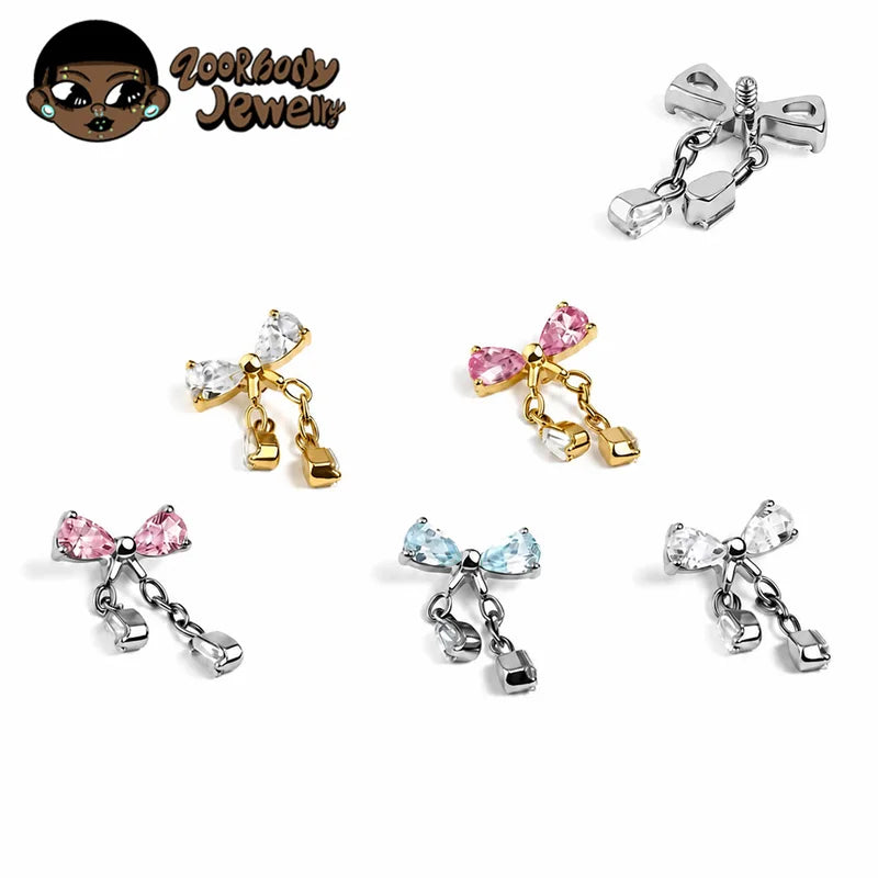 Titanium Body Piercing Chain Pendant Cartilage Earrings - 16G 18G Jewelry