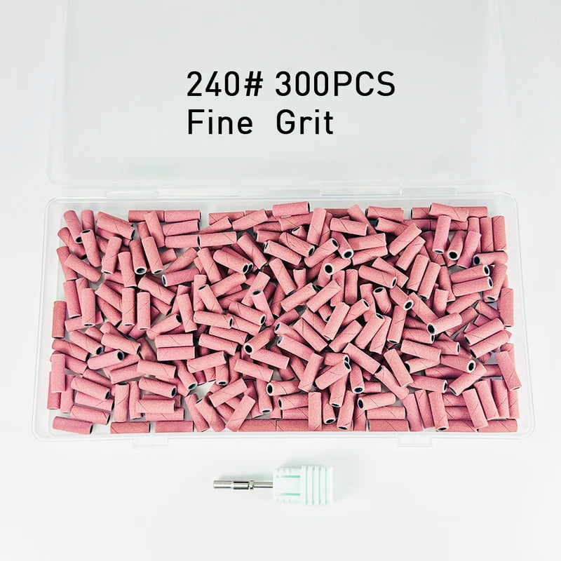 300PCS Nail Sanding Bands Set with Mandrel - 3MM Grit for Nail Drill