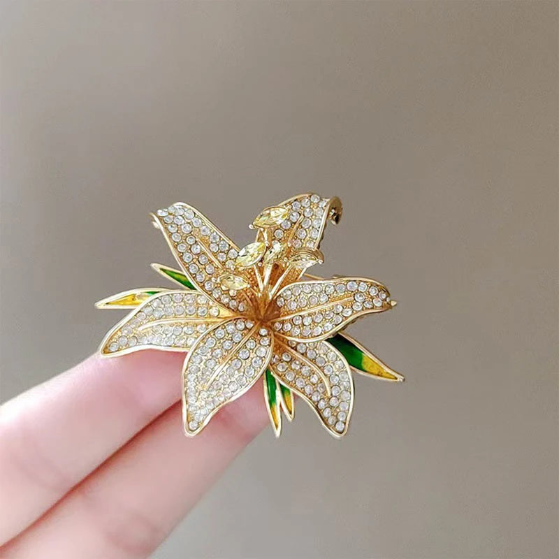 Elegant Lily Flower Brooch Pin - Versatile Fashion Jewelry Accessory