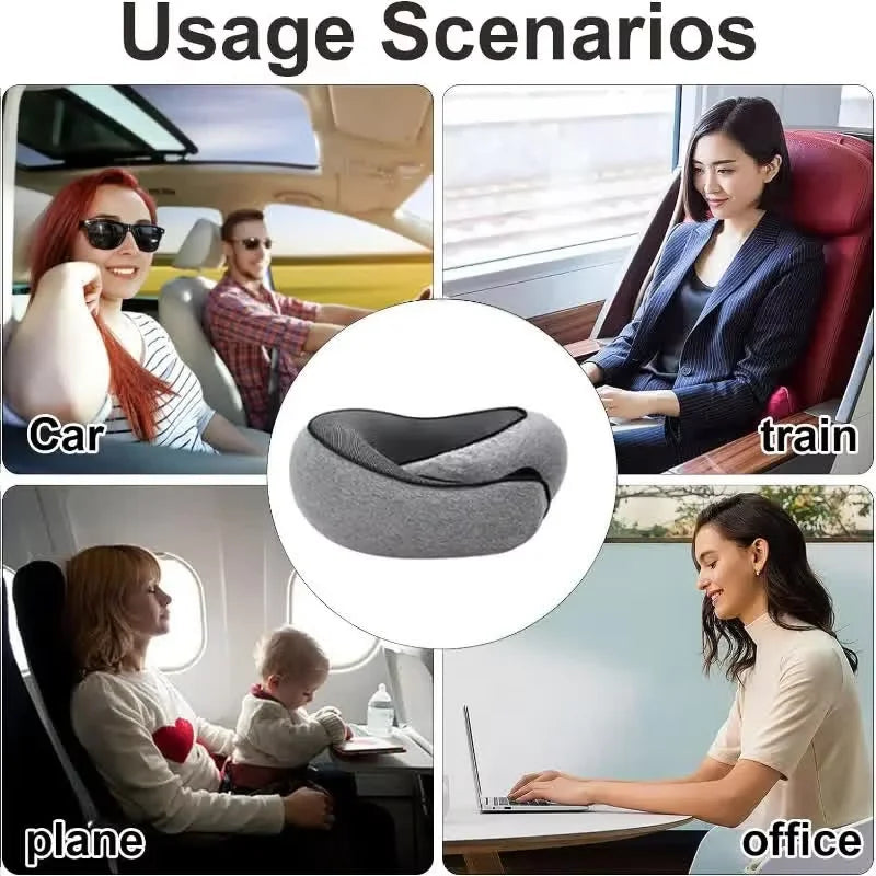 Memory Foam Travel Neck Pillow U-Shaped Support for Sleep & Comfort