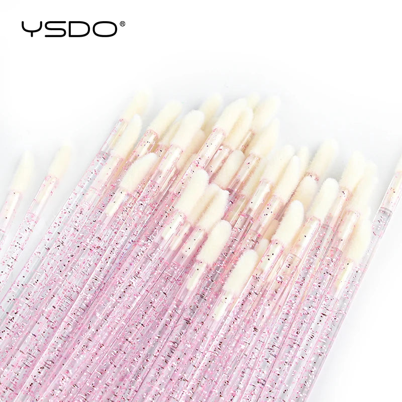 Crystal Lip & Eyelash Makeup Brush Set - Lipstick, Mascara & Lash Applicators