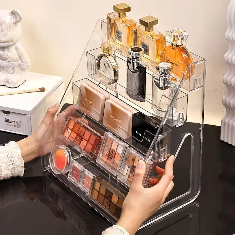 Acrylic Display Riser Stand Shelf Clear Perfume Holder for Desktop Organizer