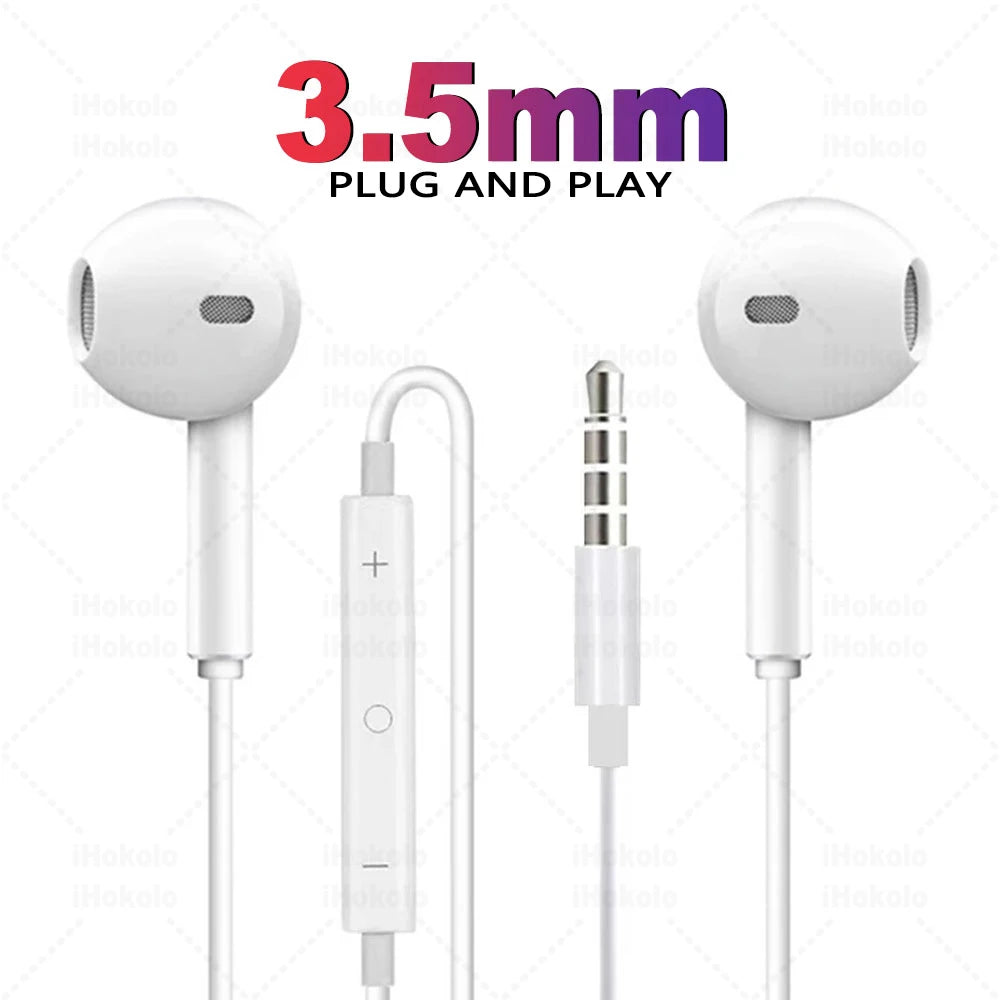 Wired Earphones for iPhone & iPad - In-Ear Headbuds with Lightning, USB-C & 3.5mm
