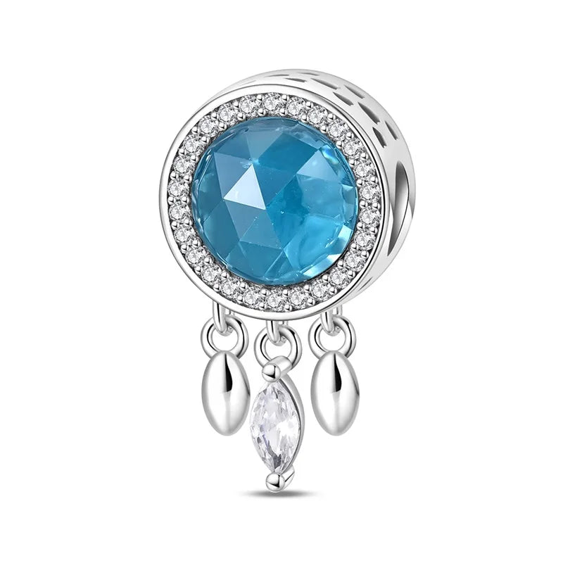Sterling Silver Heart Shaped Charm Bead with CZ Zircon for DIY Jewelry Making