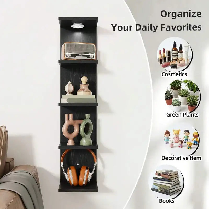 5-Tier Wall Mounted Shelving Unit Floating Shelves for Home & Office Decor