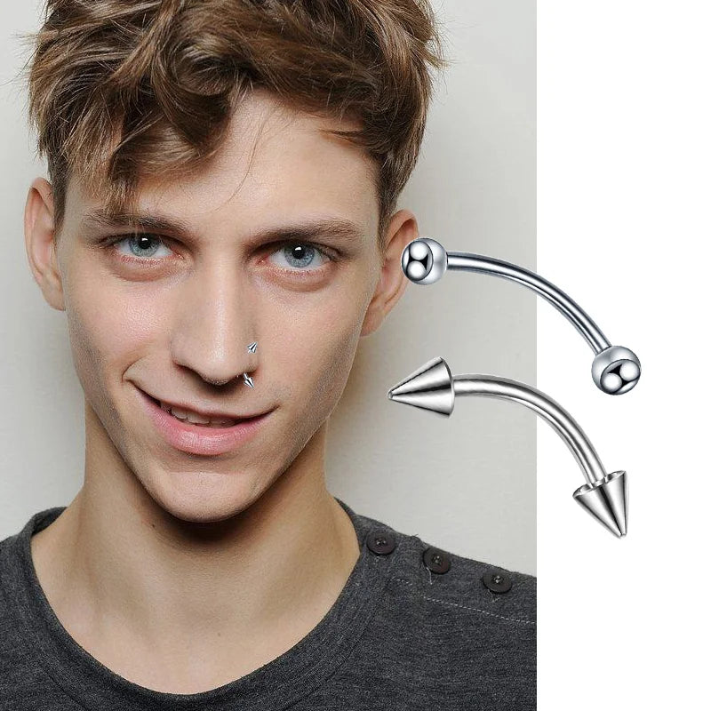 3PCS Body Jewelry Set Curved Barbell Lip Eyebrow Nipple Piercing Kit Men Women