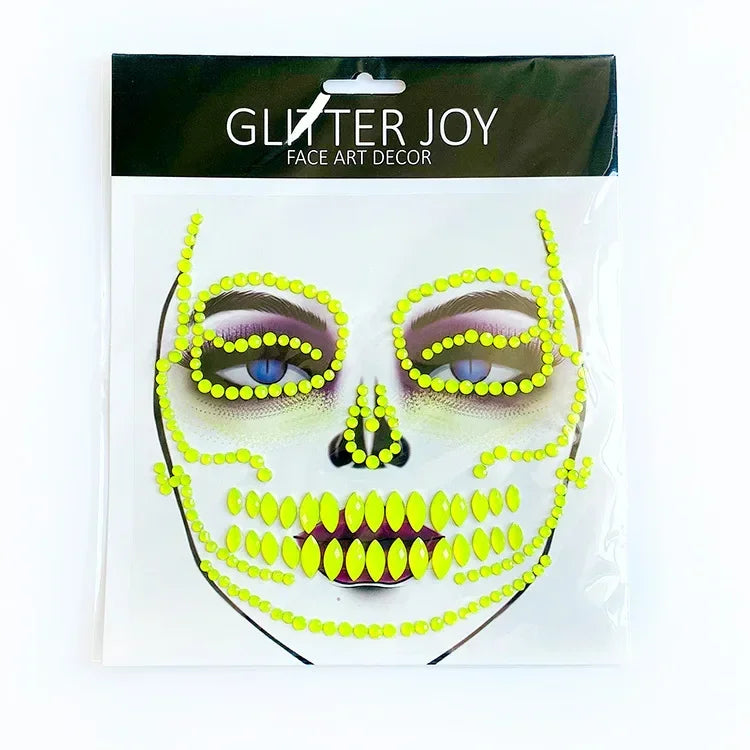 Halloween Clown Horror Face Stickers - 3D Crystal Temporary Tattoos for Cosplay & Party Decor
