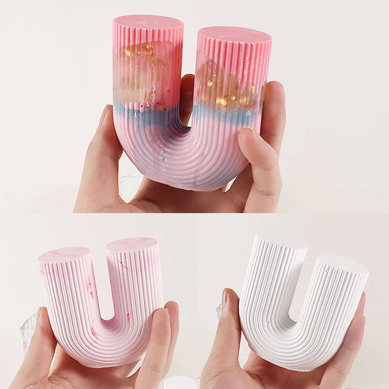 U Shape Candle Silicone Mold for DIY Candle Making and Craft Projects