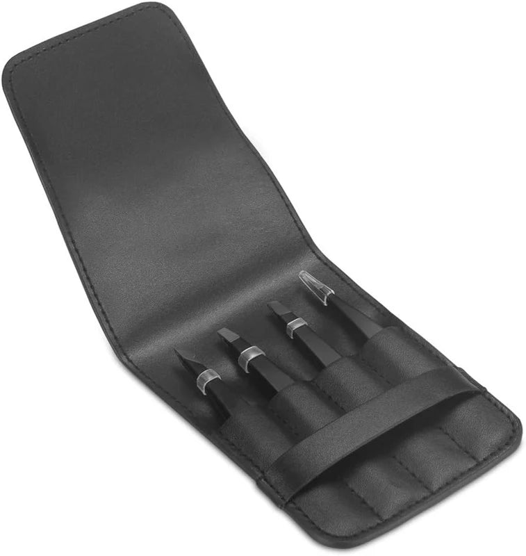 4PCS Stainless Steel Tweezers Set for Eyebrows Facial Hair Ingrown Hair Removal