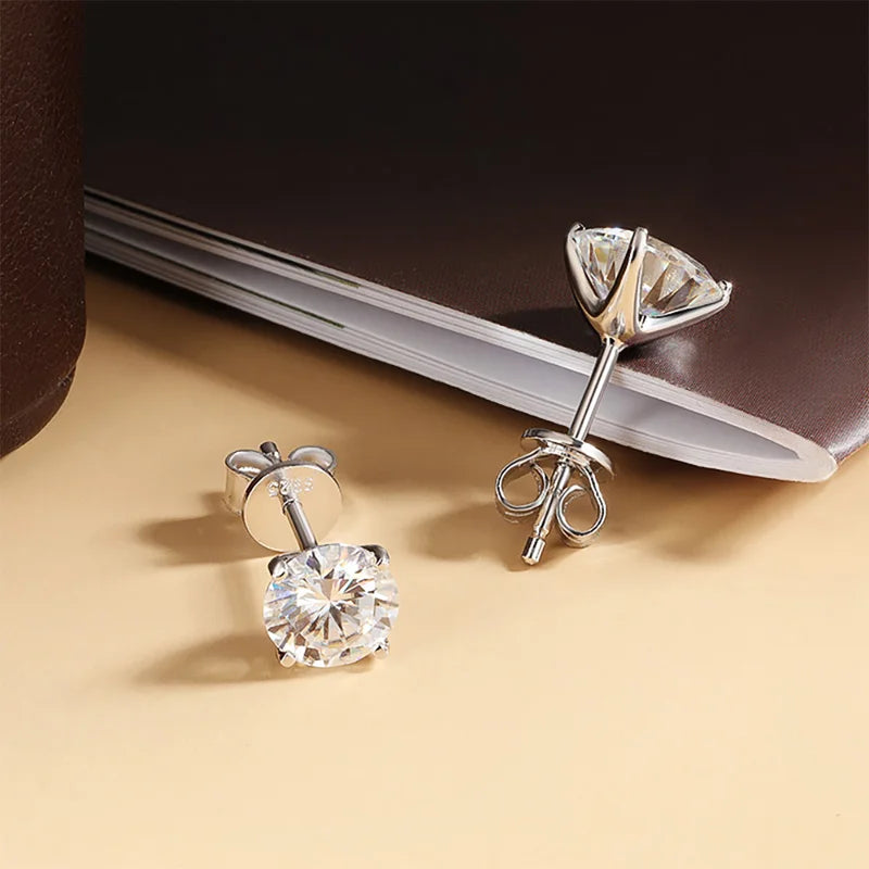 Moissanite Stud Earrings for Women Men 0.1-5ct D Color Round Diamond Jewelry