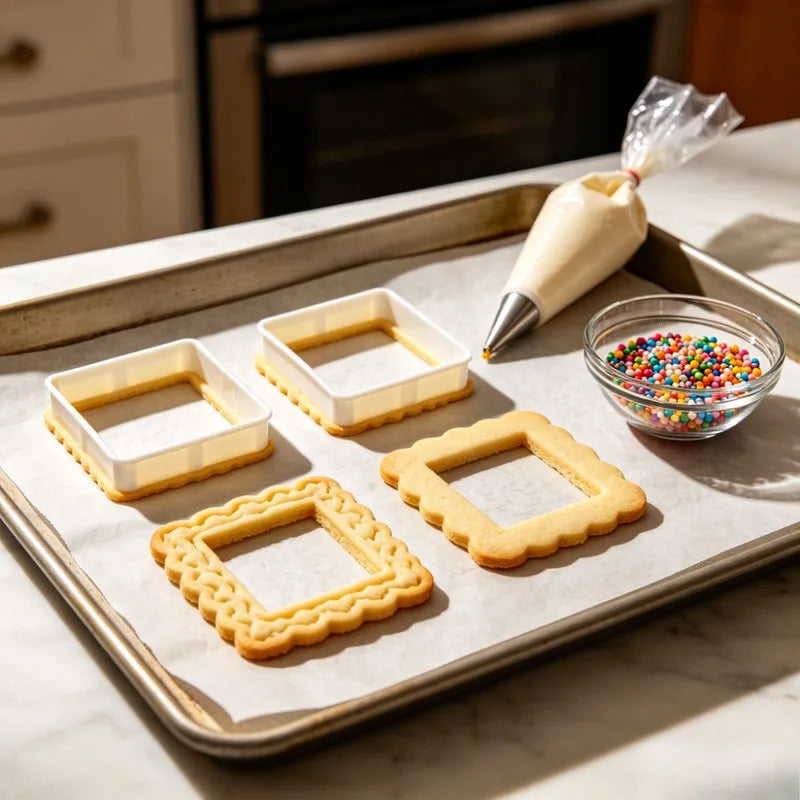 Holiday Photo Frame Cookie Cutters Set - 4 Shapes for Christmas Halloween Baking