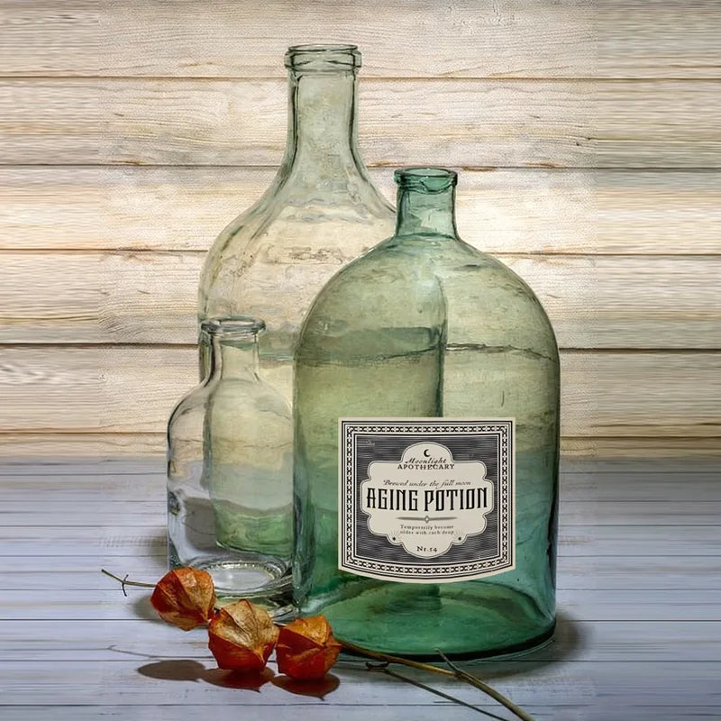 12-Pack Vintage Halloween Potion Bottle Labels Gothic Style Wine & Jar Stickers