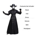 Medieval Hooded Robe Plague Doctor Costume Cloak Mask Hat for Men Steampunk Cosplay